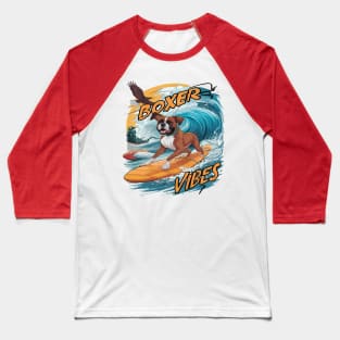 Majestic Boxer Surfer Conquering Waves Baseball T-Shirt